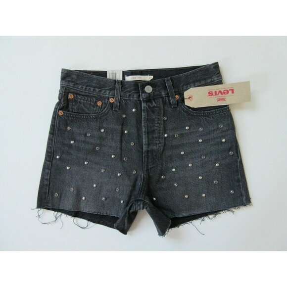 NWT Levis' Wedgie Short in Bling Bling Black Gray Rhinestone Studded Shorts - Picture 1 of 11